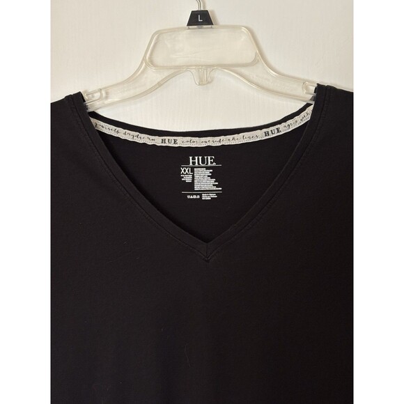 Hue Women’s Black V-Neck Short Sleeve T-Shirt  2XL Soft Stretch Sleepwear - Picture 4 of 9